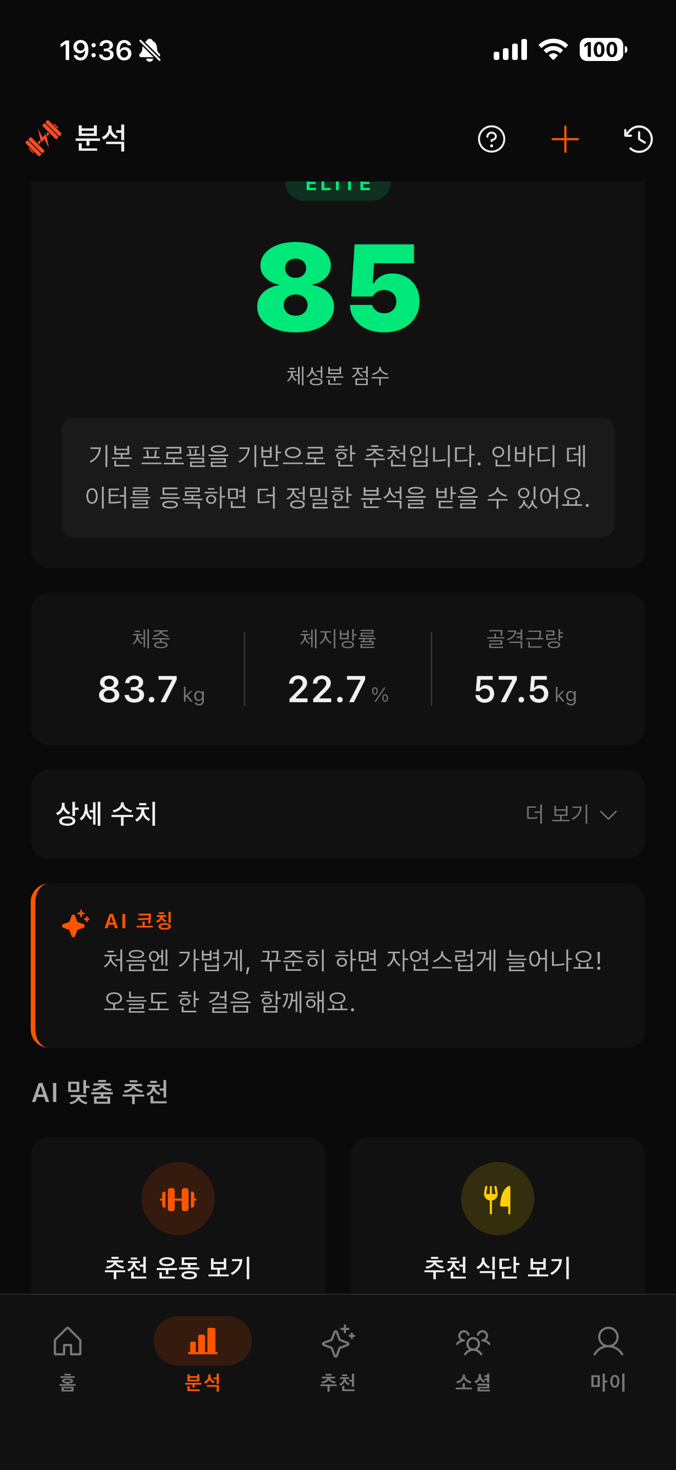 AI 분석 화면